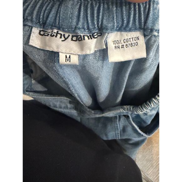 Cathy Daniels Stretch Denim Skirt Long Medium Light Wash 90s Clothing Back Slit - Picture 3 of 5